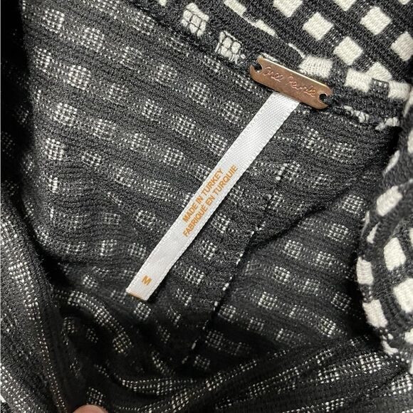 FREE PEOPLE Bardot Mini Dress Black White Size Medium - Picture 9 of 10